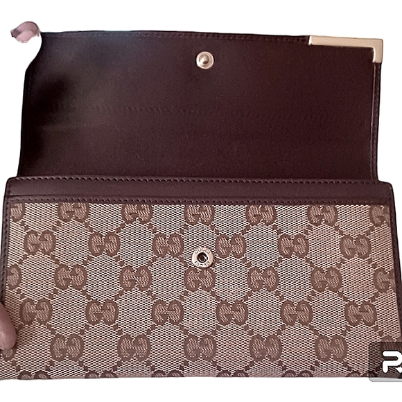 GUCCI GUCCISIMA AUTHENTIC SIGNATURE MONOGRAM CANVAS LEATHER WALLET  EUC - Picture 3 of 16